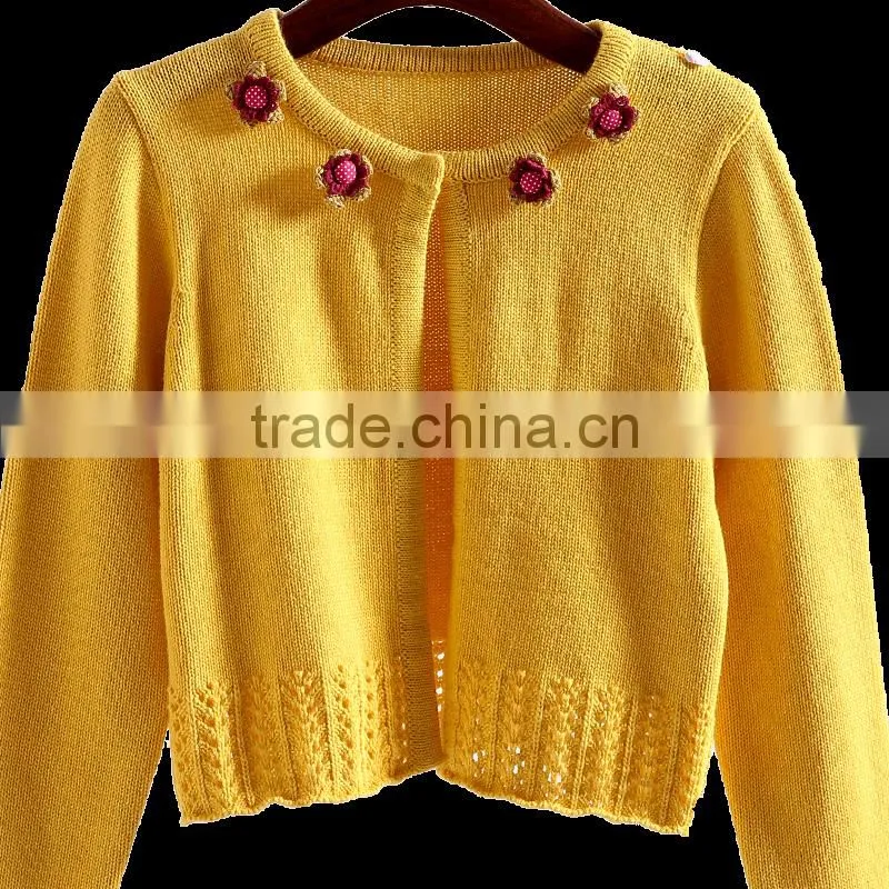 Girl fancy crocheted cardigan sweater hand knit sweater designs for kids children's clothing