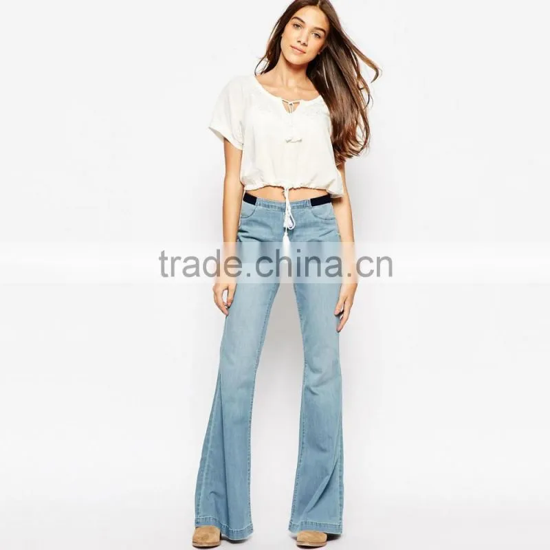 denim fashion custom loose wide-legged jeans new designs photos
