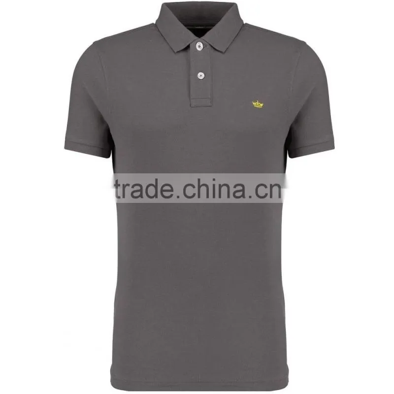 MGOO Fast Production Grey Plain Basic T shirts Mens Solid Plain Polo Ribbed Neck
