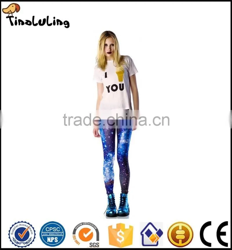 Fashion Woman Galaxy Leggings Space Printed Galaxy Pants Plus Size