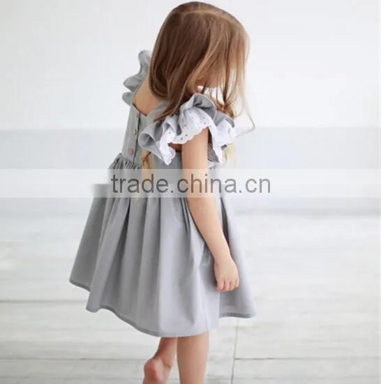Original Baby Cotton Frocks Designs Backless Little Girls Party Dresses Kid Clothing