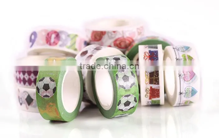 1.5cm*10m multicolor washi tape customizable size adhesive paper tape tear by hand removeable paper tape