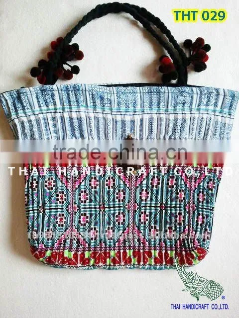 Embroidered HMONG Hill Tribe Tote Handmade Hand Bag