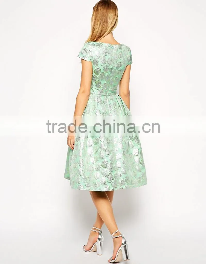 Deep Plunge Metallic Prom Dress