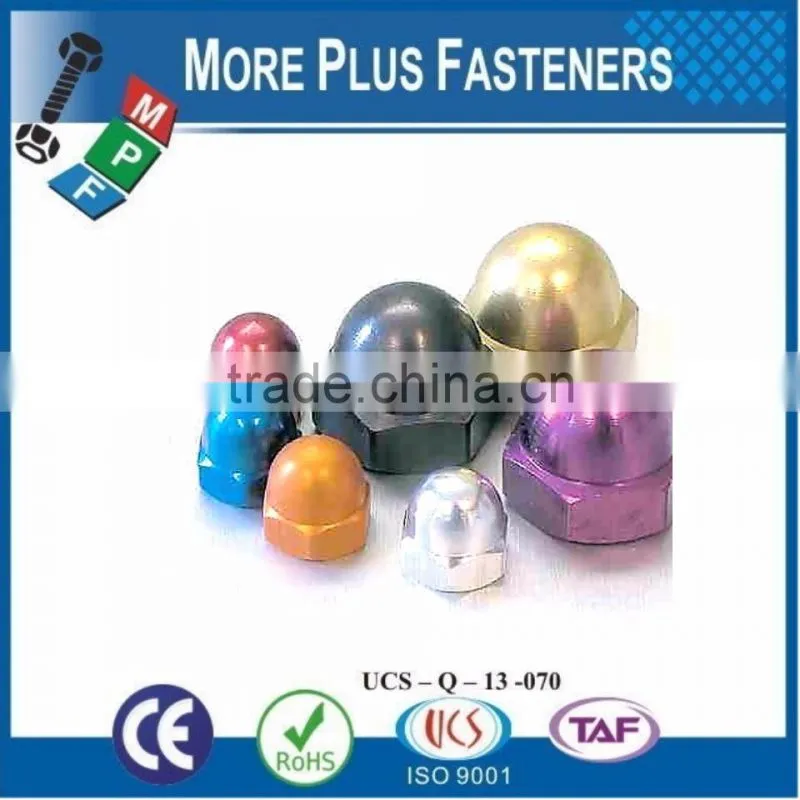 Made in Taiwan Aluminum Colored Stainless Steel Colored Dome Nut