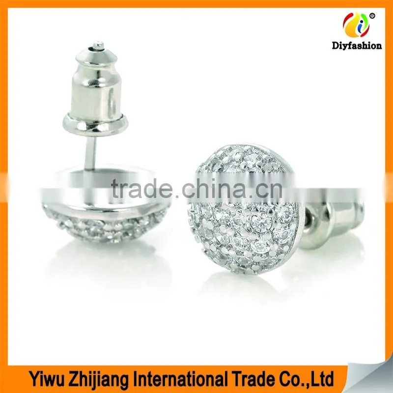 2017 new fashion Inlay zircon Platinum plating Purse stud earrings