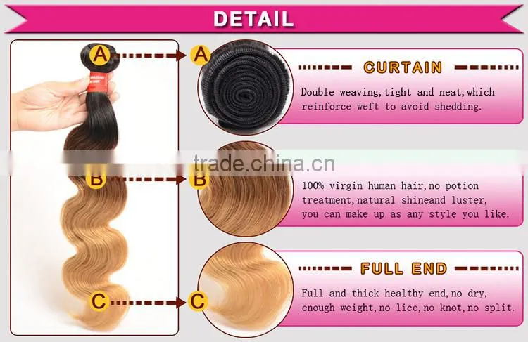 China Suppliers Black Rose Factory Price Ombre Colored Brazilian Hair Weave