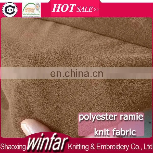 Winfar Textile Plain Dyed Soft Knit Ramie Polyester Spandex Scuba Fabric