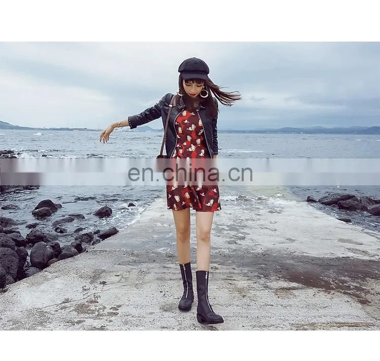 Fashion Real Curly Hip Hop Style Sheep Skin Leather Overcoat Women