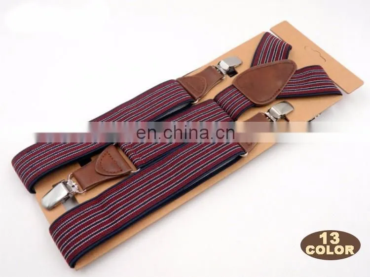 Fashion brand 3 clips men's suspenders adult striped suspenders