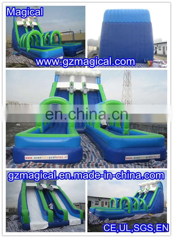 Exciting commercial rent double giant inflatable dry slide for adult