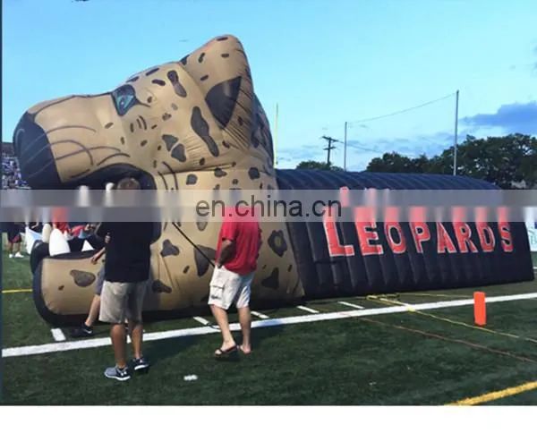 inflatable leopard football tunnel/ inflatable monster sport tunnel