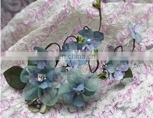 Aidocrystal classic green floral tiaras,artificial lace flower fascinators,rhinestone headpiece