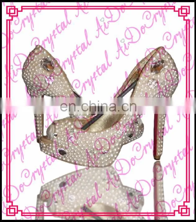 Aidocrystal 3.5inch white pearl with jewelry bridal wedding shoes