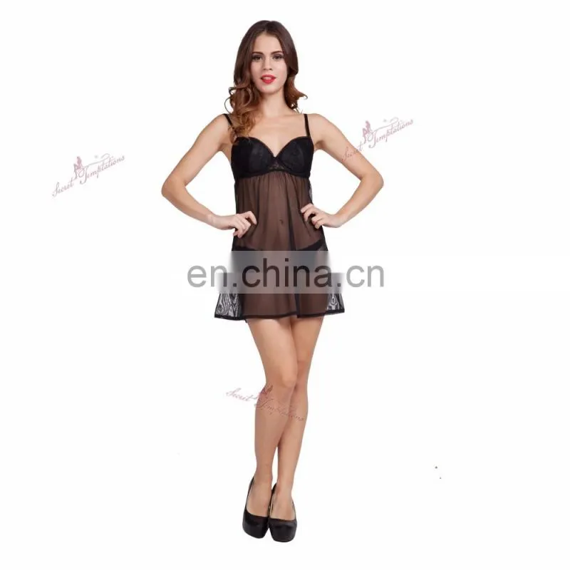 sexy baby doll lingerie woman black transparent nightdress sexy nightwear dresses women's sex night wear
