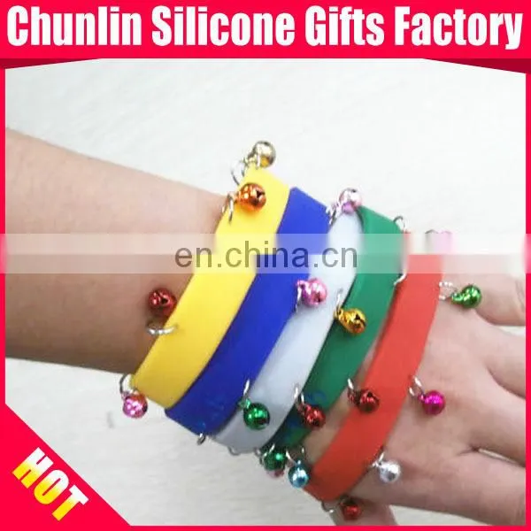 Lovely Silicone Bracelets with Jingle Bell for 2014