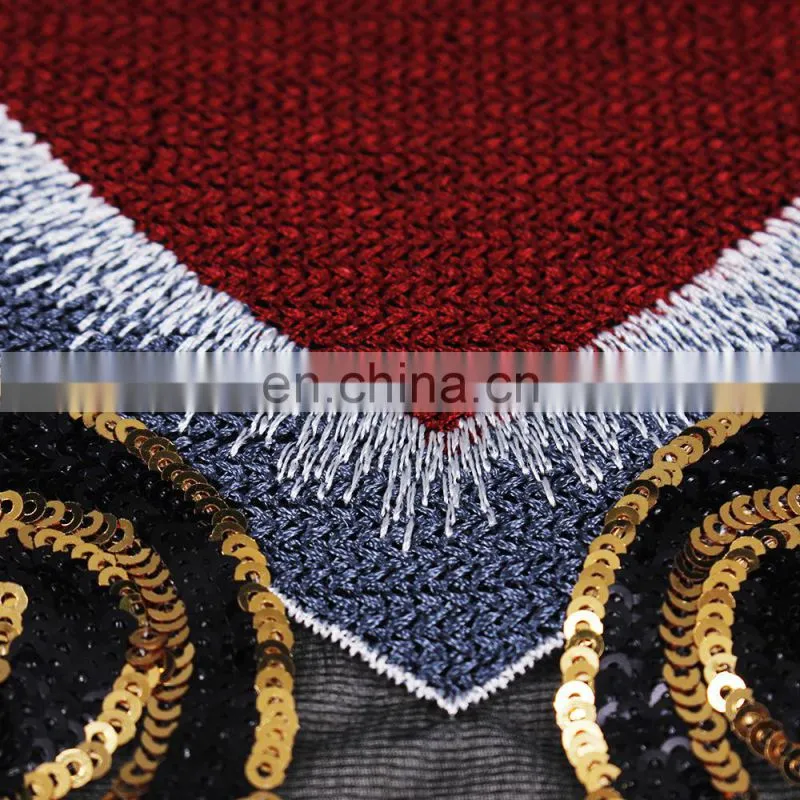 Cheap Beaded Gold Sequin Heart Patches Embroidery Badges