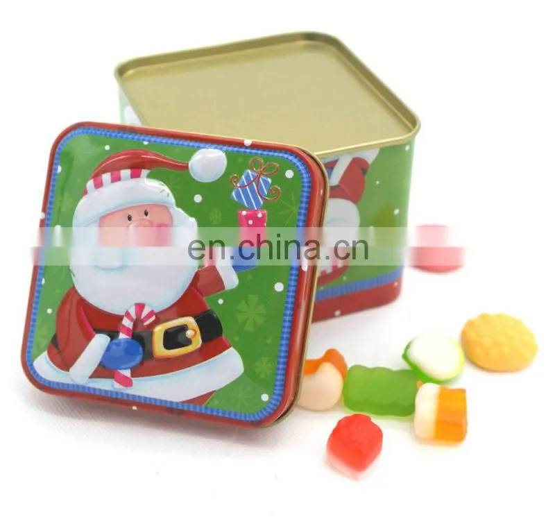 2017 sweet square christmas gift meatl tin can packaging manufacturer
