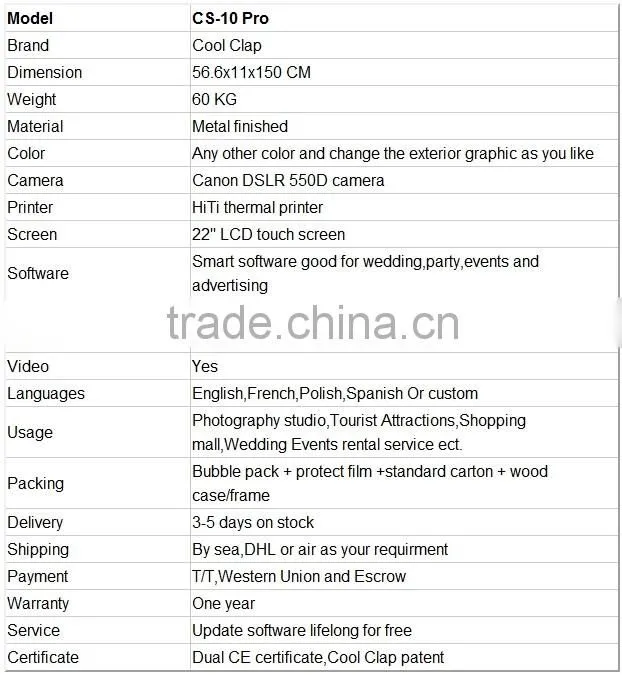 Customize Portable Touch Screen Digital Photo Booth For Rental Business