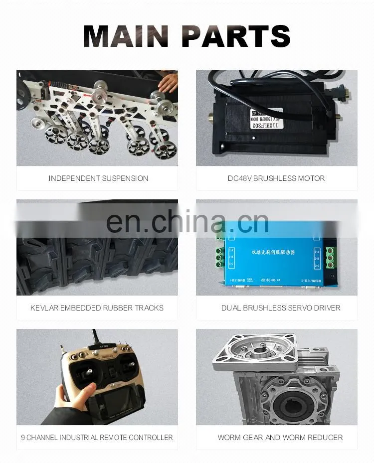 Outdoor Remote Controlling Mobile Rubber Robot Platform Tracked Vehicle