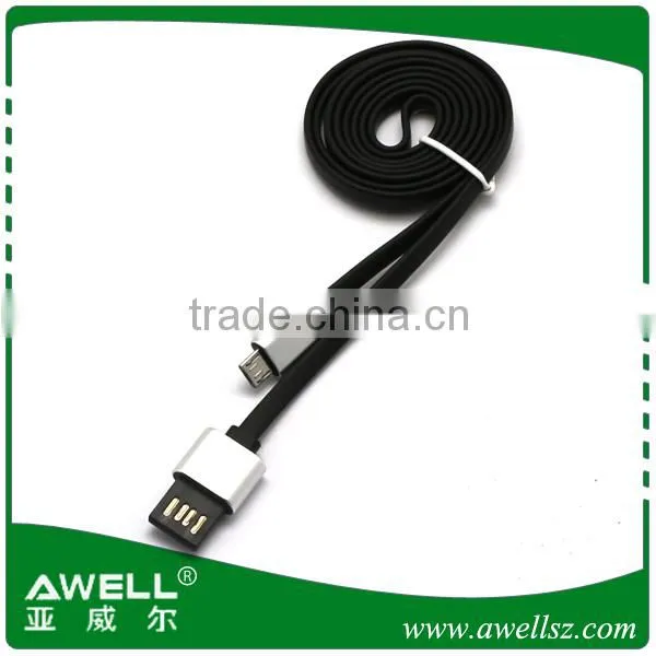 Gold supplier 5 wire noodle micro usb cable , braided micro usb flat cable made in China
