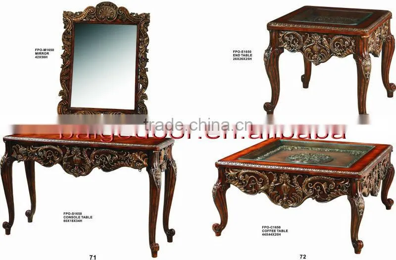 Fancy Carved Wooden Console Tables with Mirror S-1650
