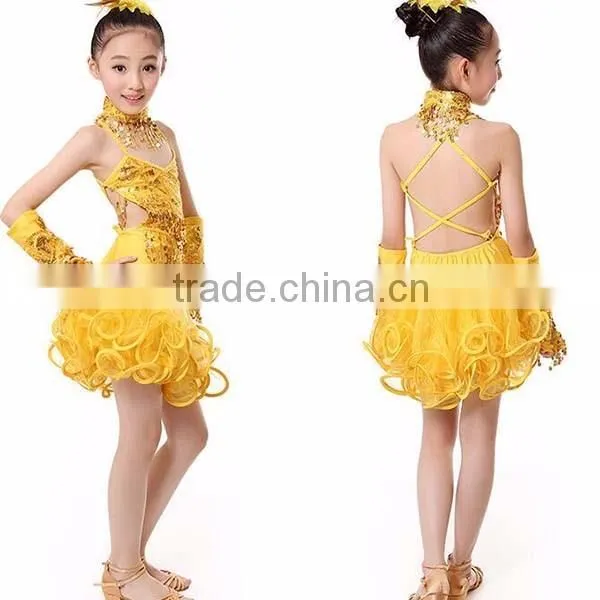 Professional latin dance costume for girls for performance Tasseled Latin Salsa Dancewear Girls Party Dance Costume Dress