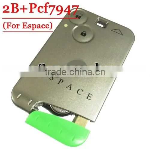 Best quality 2 Button Remote Card PCF7947 Chip For Renault Espace 433MHZ