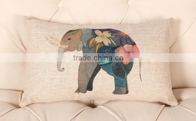 Best quality custom beautiful elephant printed pillow charming decoration pillow
