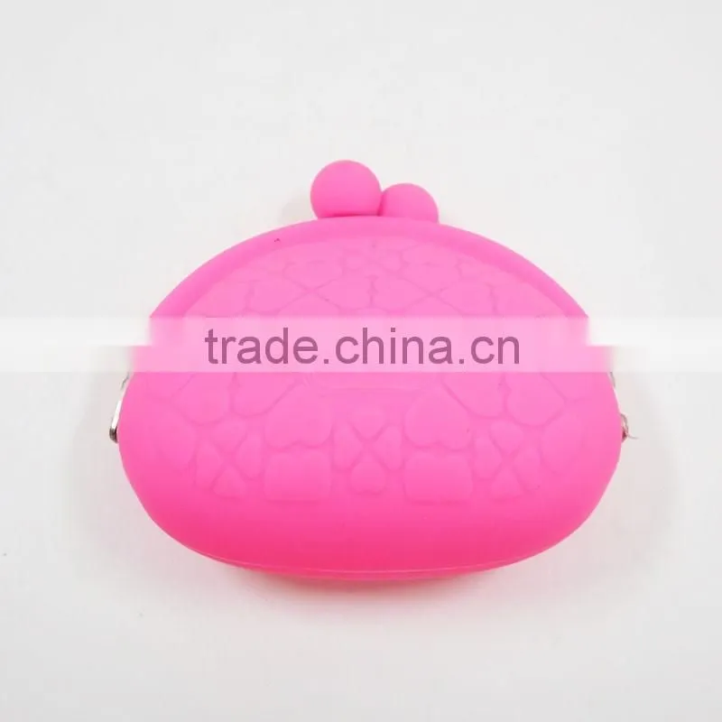 Customized Side Metal Clip Plaid Wallets Silicone Portable Rose PVC Coin Wallet