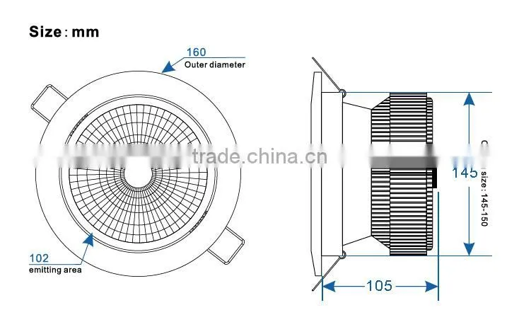 Super brightness 30w high efficiency CRI max97 led cob panel downlight