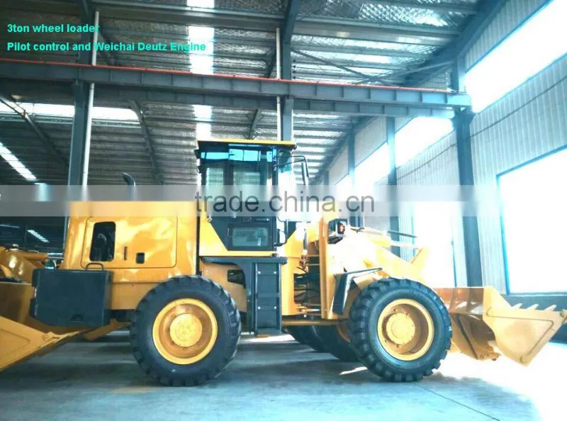 Hydraulic 3ton loader,4wd with CE,125HP Pilot control and deutz engine,cabin,adjustable steering,3-way pilot control
