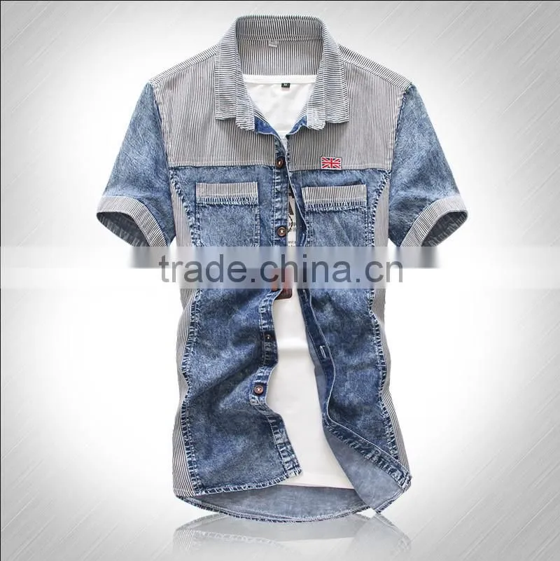 Manufacture Two Pocket Blue Denim Stripe Shirt