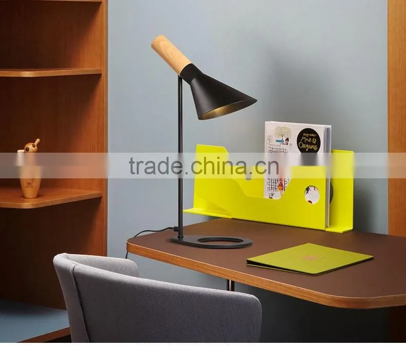wooden+steel E27*1 table lamp, bedroom /study small desk light ,
