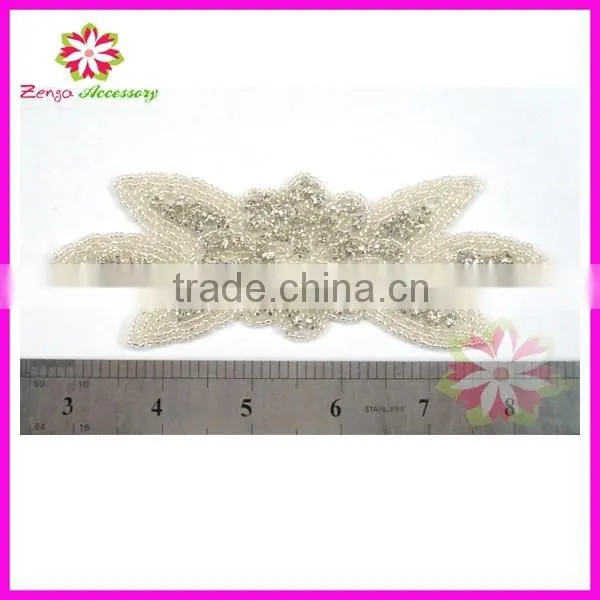 Rhinestone applique, beaded crystal applique, rhinestone applique for bridal sash