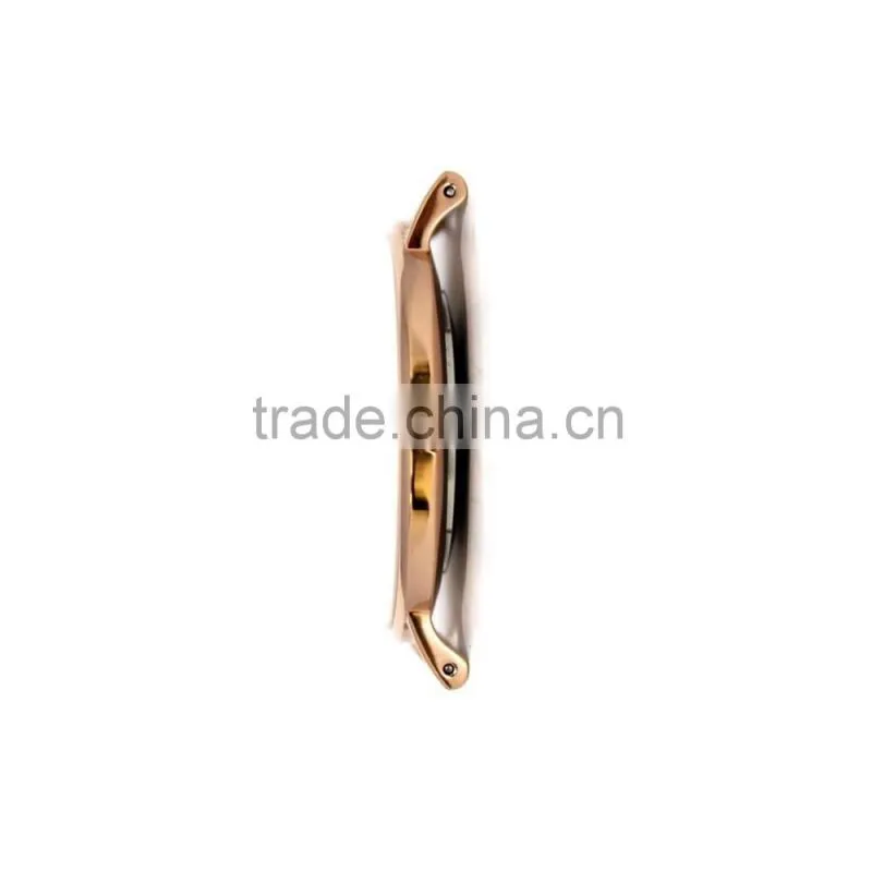 Ultra-thin Rose Gold Ronda Movement Men Leather Watches, minimalist style fancy men's watches