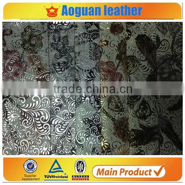 Printing flower pattern Pu synthetic Cork leather for shoe