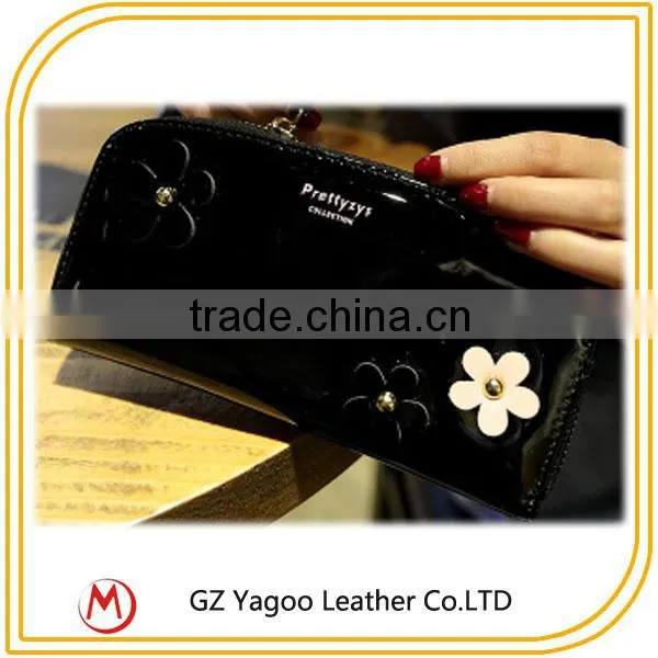High Quality Fashion Women Lady leather travel wallet with flower