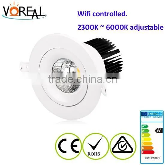 2.4G 12w 20w Full Color Dimmable WiFi LED downlight 4Zone RF Remote