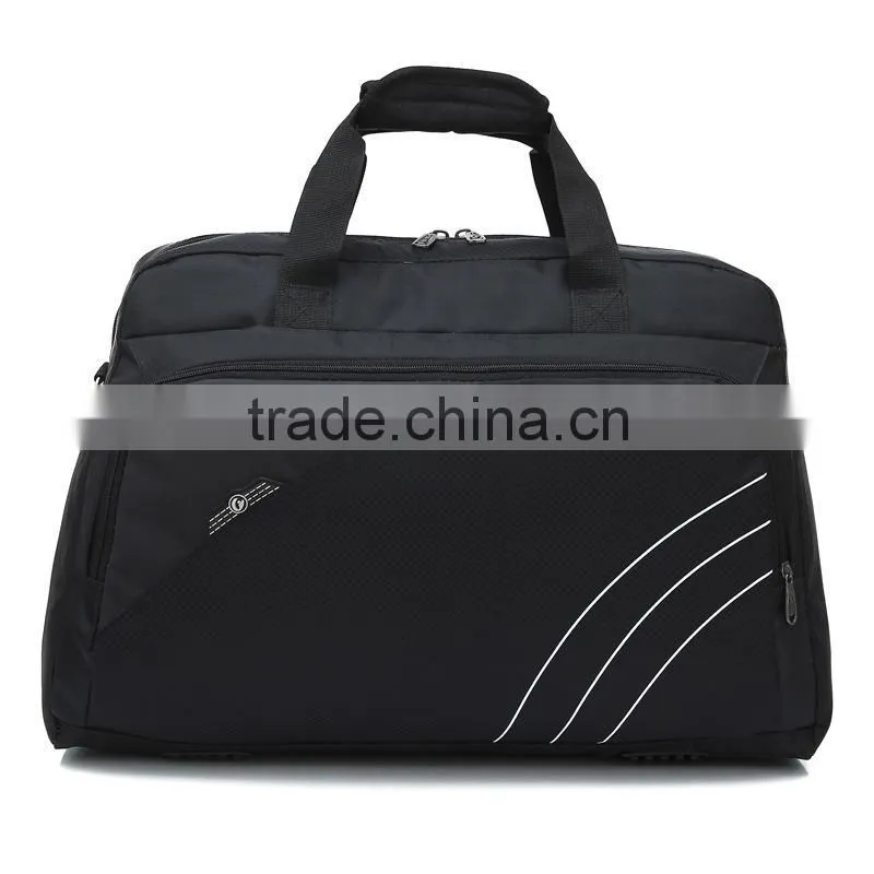 Wholesale large capacity solid color polyester travel tote bag with long strap