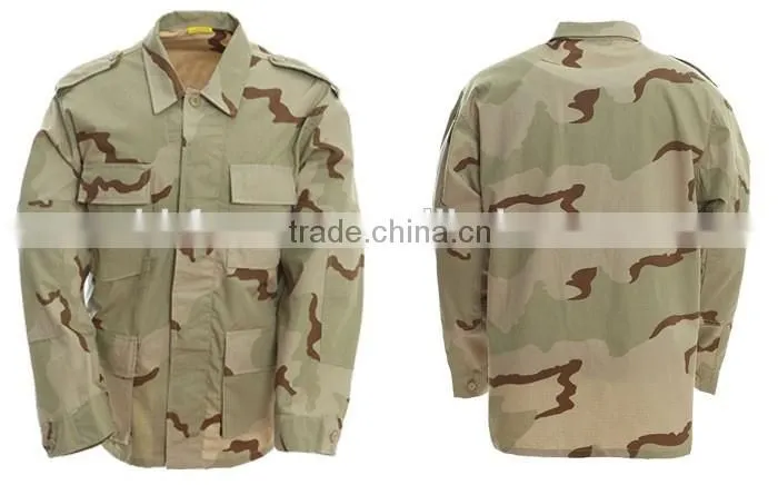 Poly/Cotton tri-colour desert camouflage army bdu military uniforms