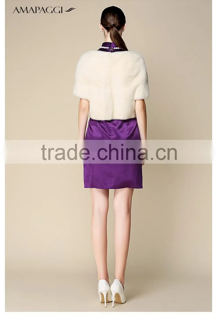 custom white mink fur shawl for girls