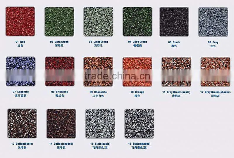 2016 Low Price Natural Colorful stone coated metal roofing materials roof tiles