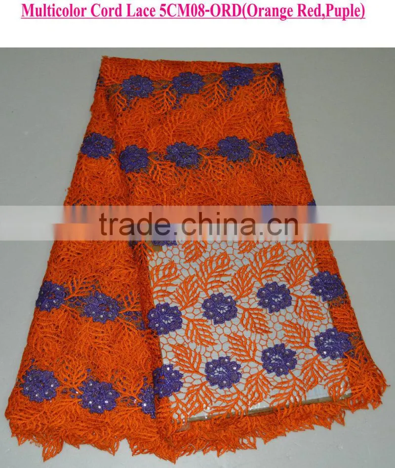 2015 new fashion lady dress nigeria heavy cord lace spangles lace for party dress