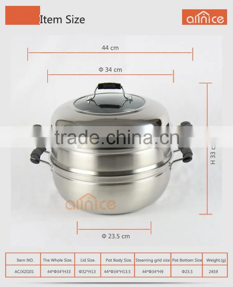 Allnice Steamer Cookware with Insert #SS201 Heavy Gauge Stainless Steel 5 Qt Silver
