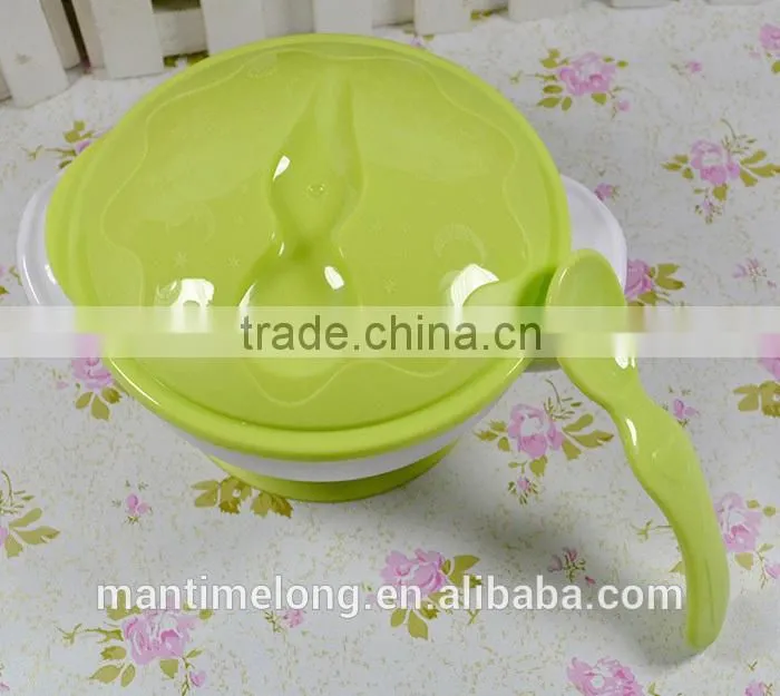sucker bowl skid baby special suction wall bowl binaural bowl with cover and spoon 3 colors optional
