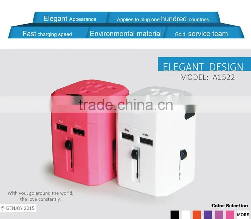 universal usa travel adaptor with electrical switch socket 2500Ma