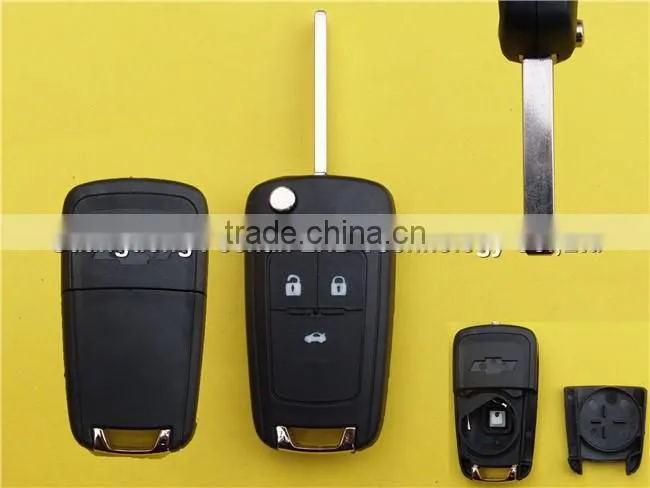 flip folding key shell for Chevy remote key case cover 3 buttons Chevrolet Cruze HU100 blade