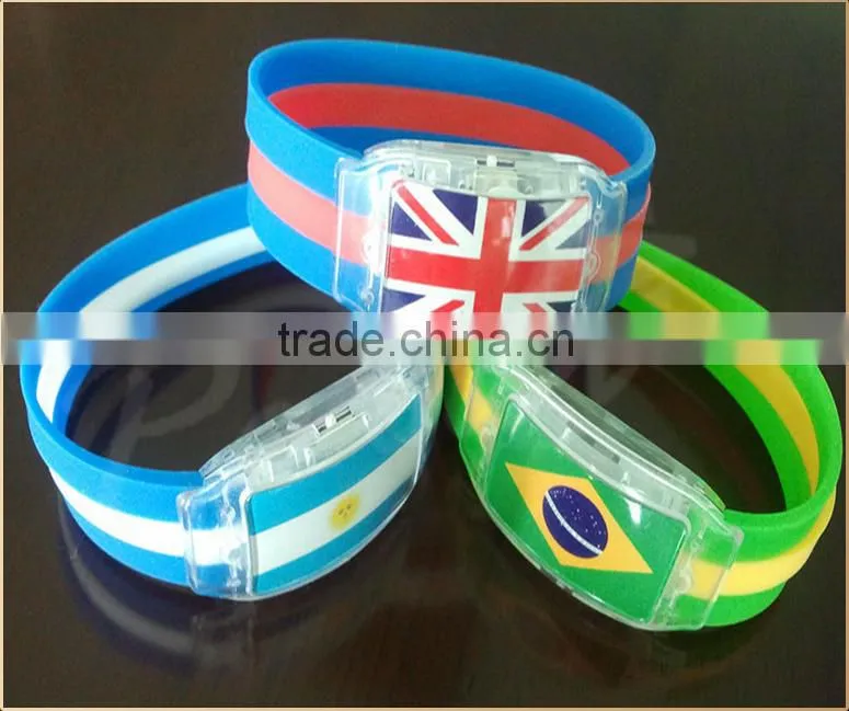 2015 New Customize National Flag Flashing bracelet led flag bracelet for Sports Game