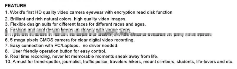 Hot selling unique design durable hd720p hidden sunglasses camera